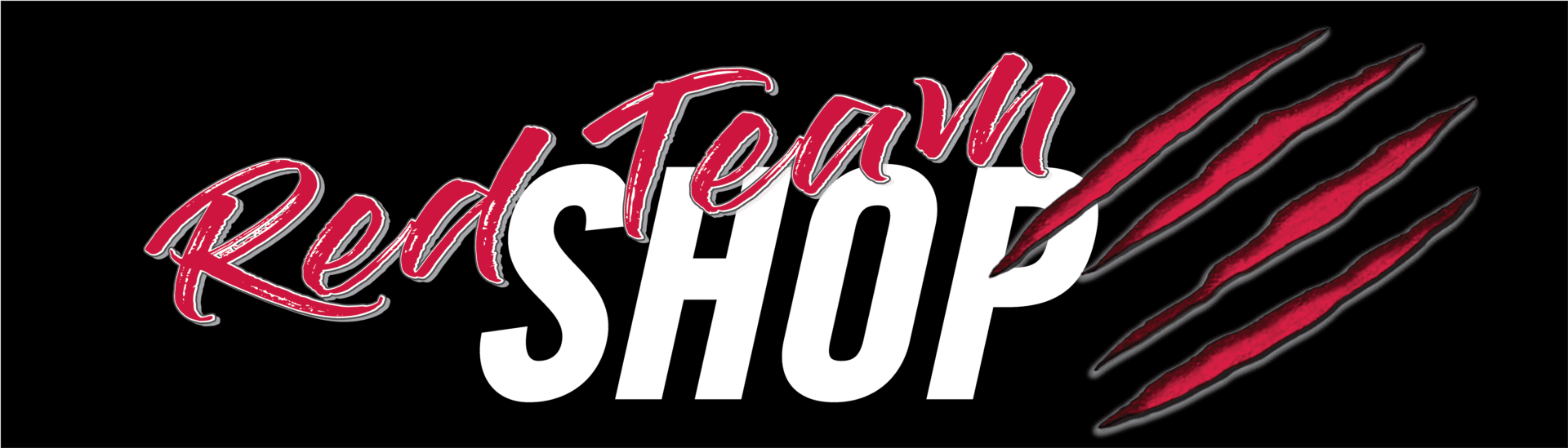 A black background with the words team shop written in red.