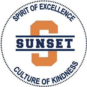 A logo of sunset college.