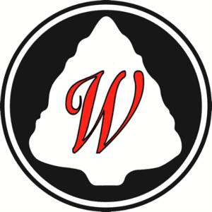 A black and white logo with the letter w in it.